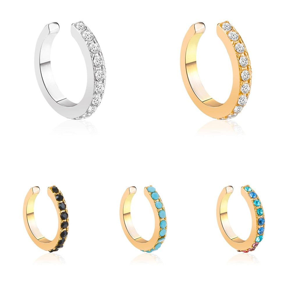Modyle Vintage Clip on Earrings Crystal Ear Cuff Non Pierced Earrings Nose Ring New Fashion Women Earrings punk rock earcuff