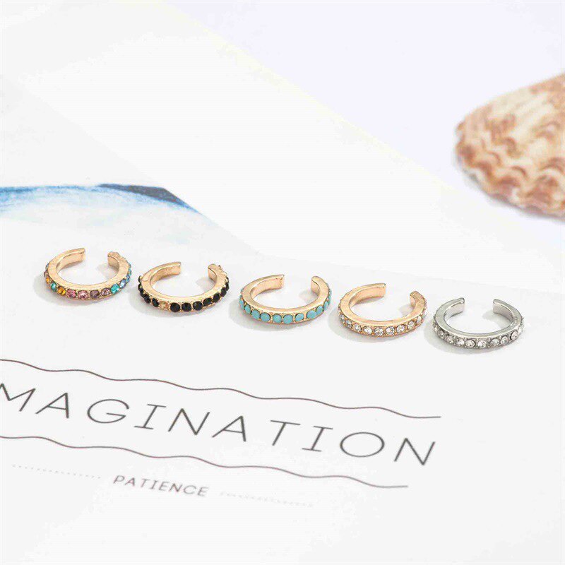 Modyle Vintage Clip on Earrings Crystal Ear Cuff Non Pierced Earrings Nose Ring New Fashion Women Earrings punk rock earcuff