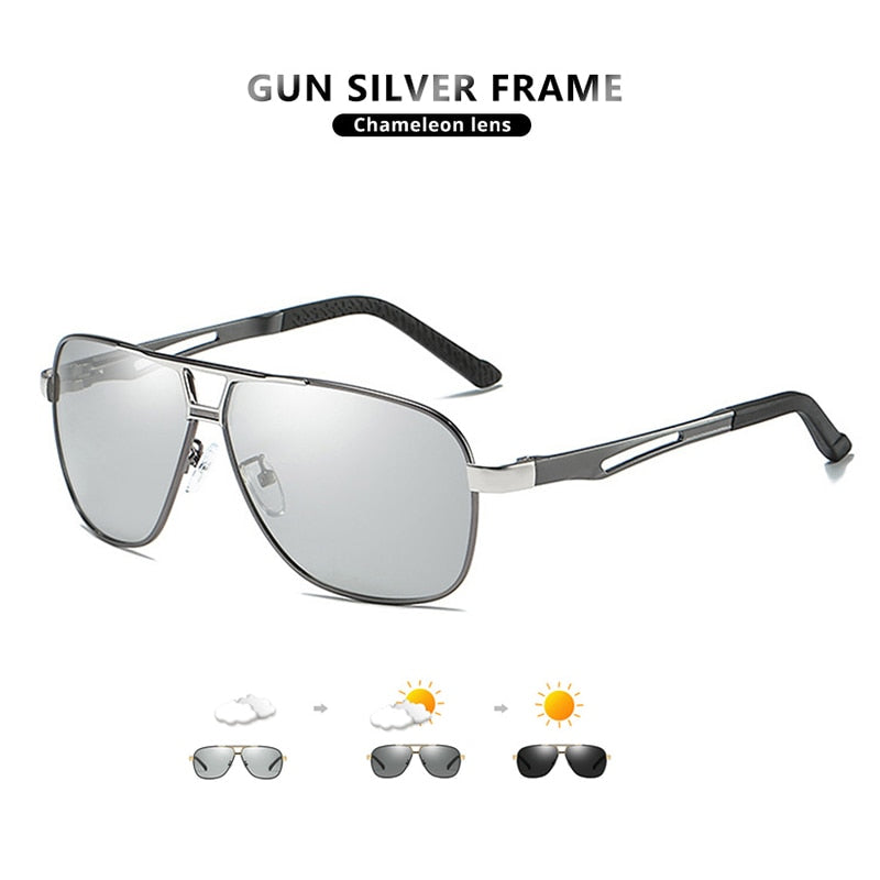 Top Aluminum Magnesium Square Polarized Photochromic Sunglasses Men Sun Glasses Military Safety Driving Oculos De Sol Masculino
