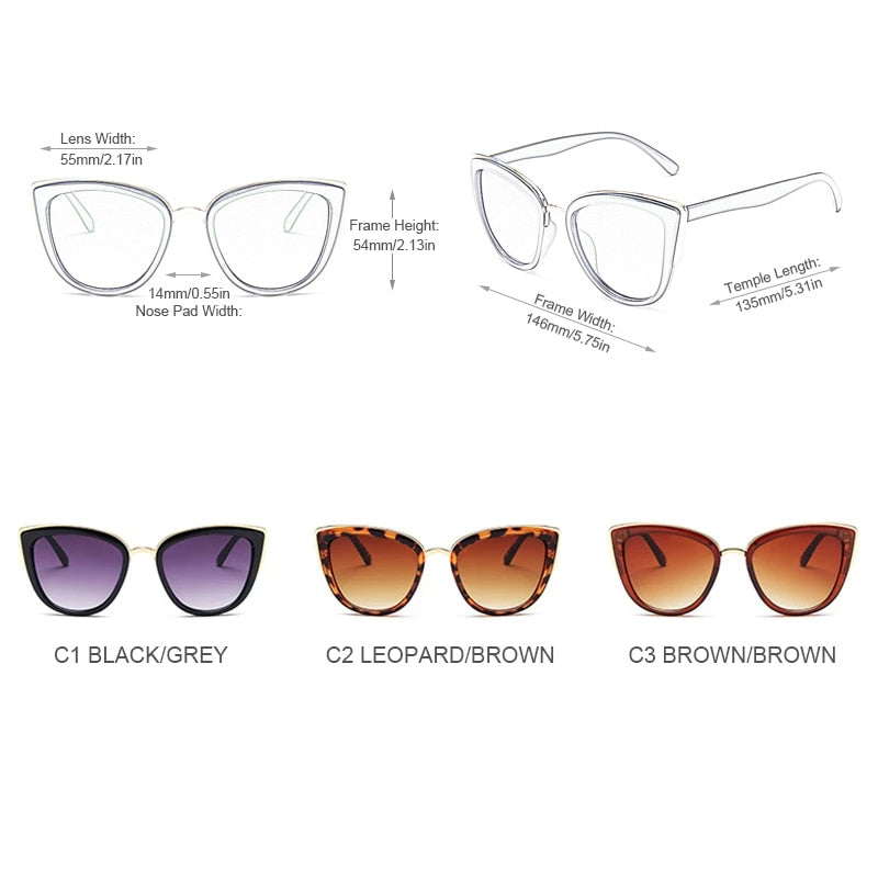 FUQIAN 2022 Cateye Women Sunglasses Vintage Anti-glare Sun Glasses Female Fashion Leopard Shades UV400
