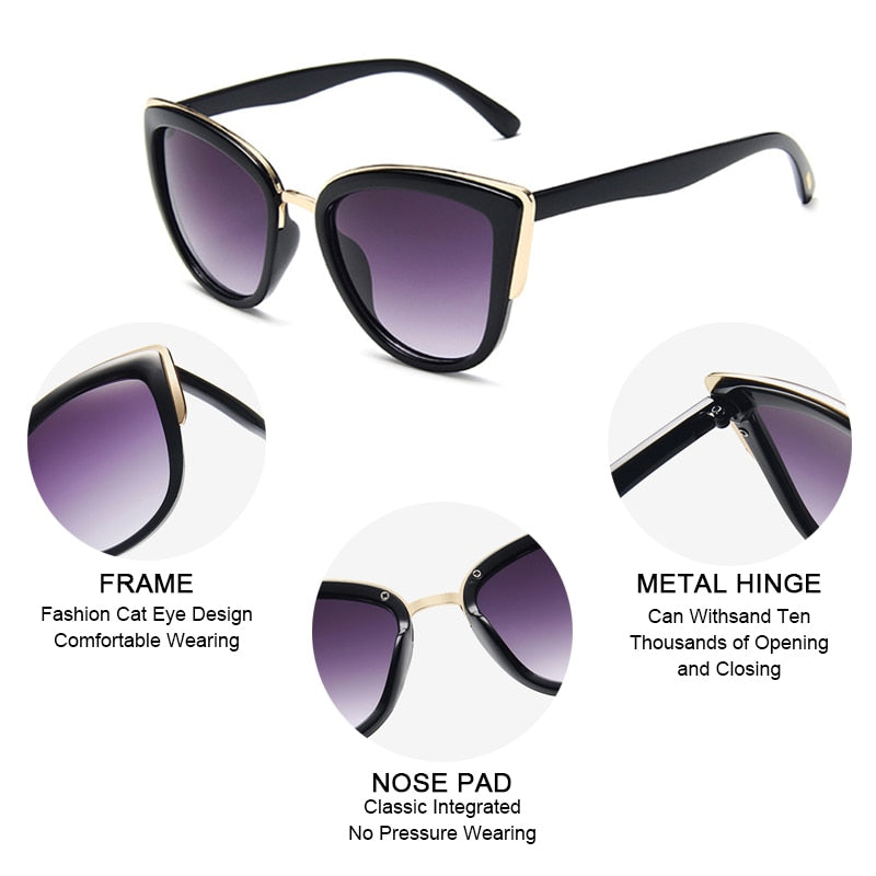 FUQIAN 2022 Cateye Women Sunglasses Vintage Anti-glare Sun Glasses Female Fashion Leopard Shades UV400