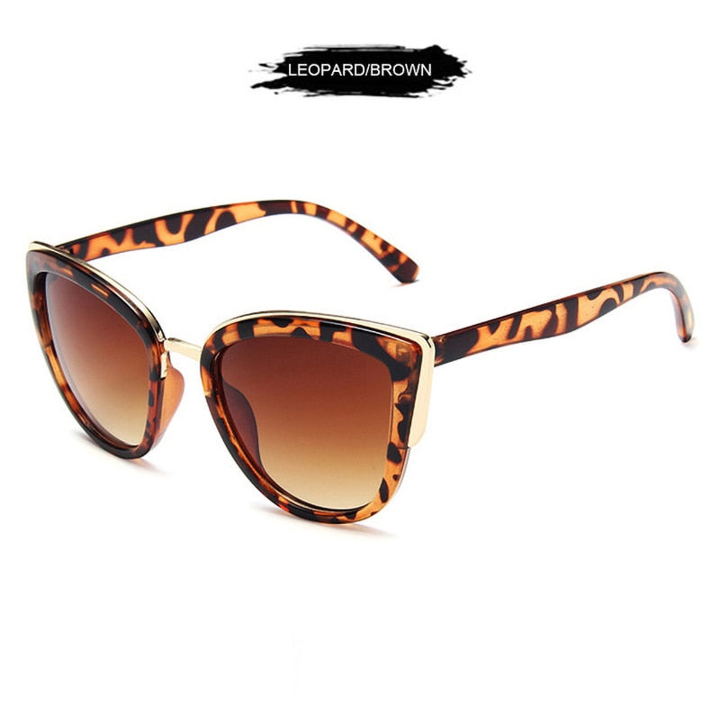 FUQIAN 2022 Cateye Women Sunglasses Vintage Anti-glare Sun Glasses Female Fashion Leopard Shades UV400