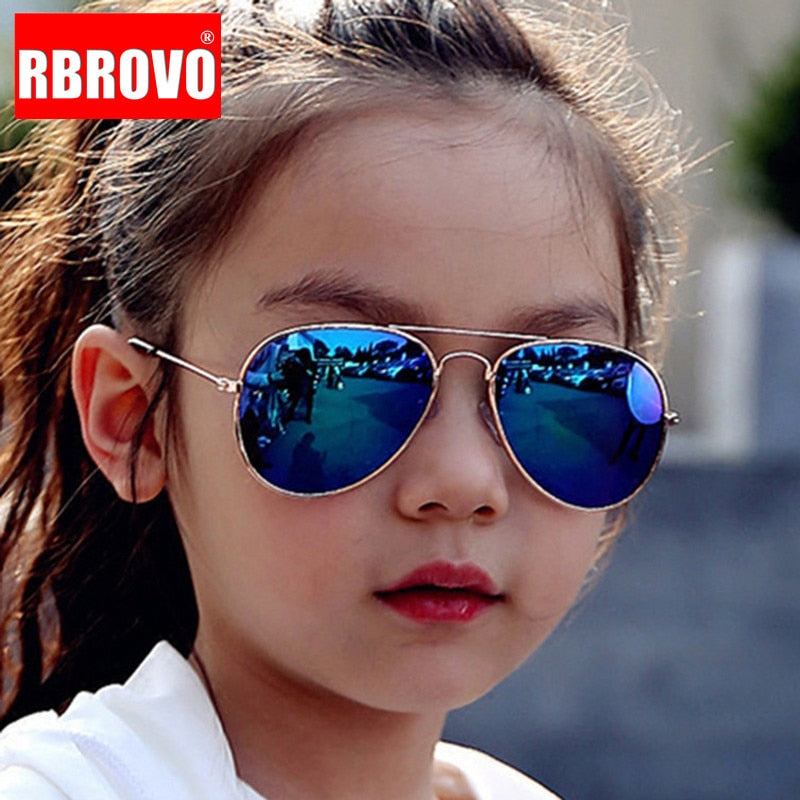 RBROVO 2021 Classic Sunglasses Girls Colorful Mirror Children Glasses Metal Frame Kids Travel Shopping Eyeglasses UV400