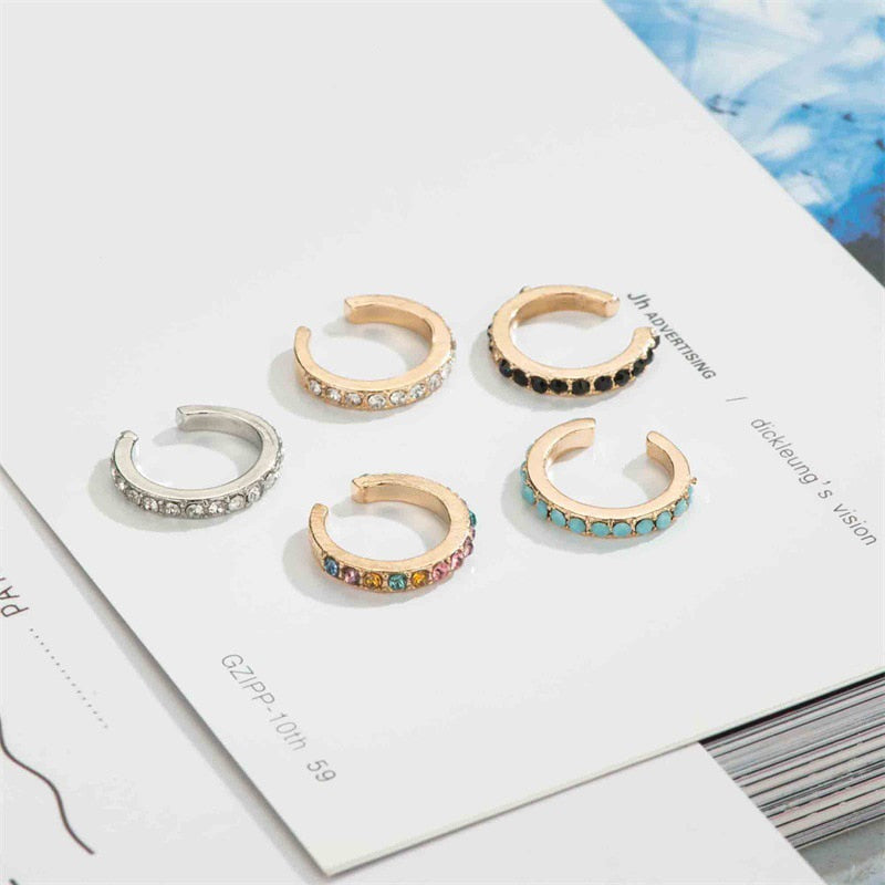 Modyle Vintage Clip on Earrings Crystal Ear Cuff Non Pierced Earrings Nose Ring New Fashion Women Earrings punk rock earcuff