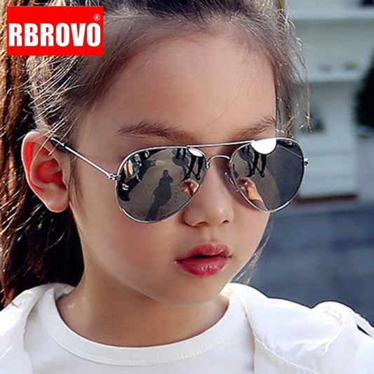 RBROVO 2021 Classic Sunglasses Girls Colorful Mirror Children Glasses Metal Frame Kids Travel Shopping Eyeglasses UV400