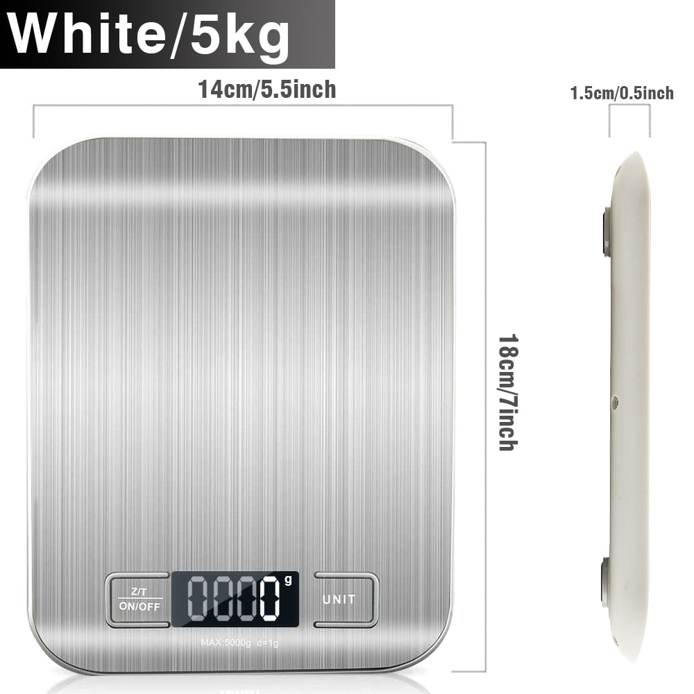 Kitchen Scale Digital Multi-function Stainless Steel Weighing Scale with LCD Display 5KG Electronic Scales Measuring