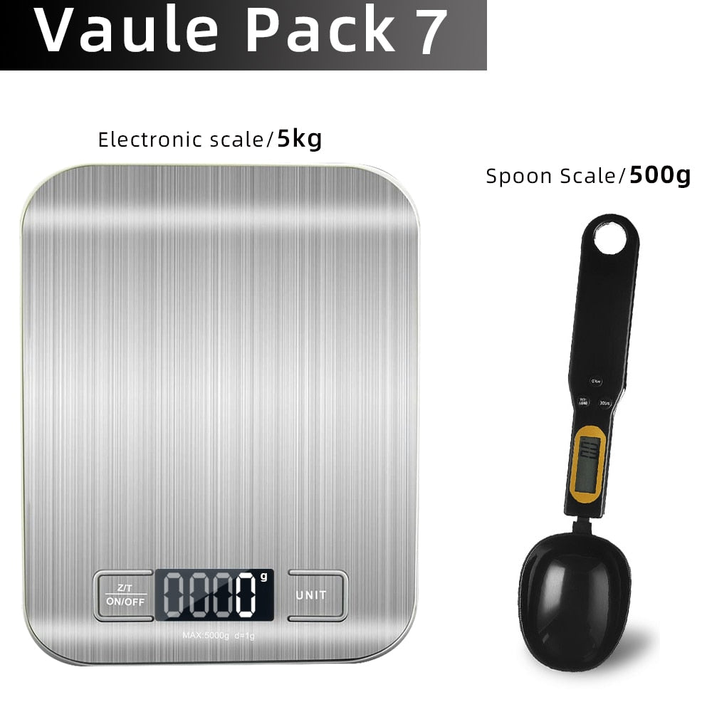 Kitchen Scale Digital Multi-function Stainless Steel Weighing Scale with LCD Display 5KG Electronic Scales Measuring