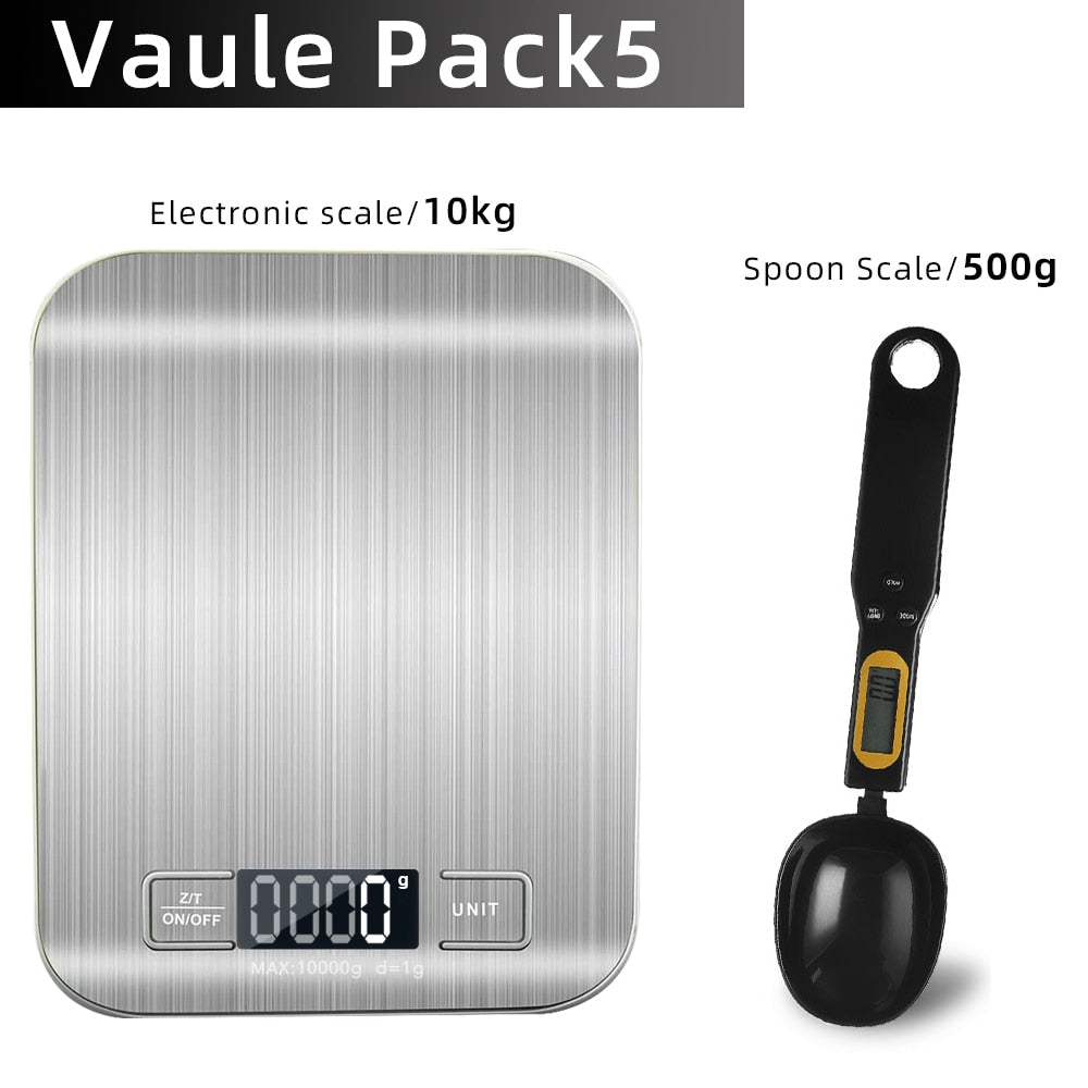 Kitchen Scale Digital Multi-function Stainless Steel Weighing Scale with LCD Display 5KG Electronic Scales Measuring