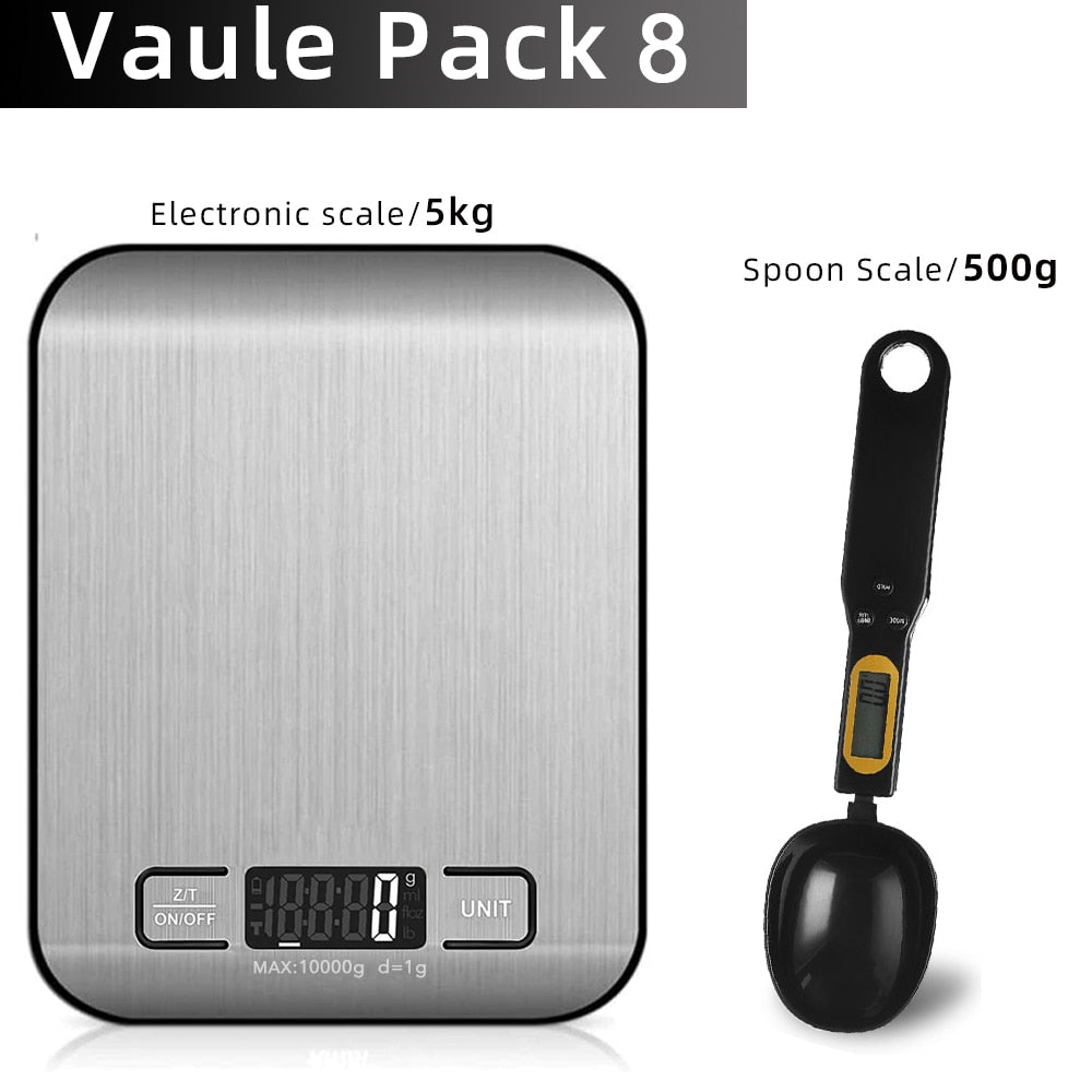 Kitchen Scale Digital Multi-function Stainless Steel Weighing Scale with LCD Display 5KG Electronic Scales Measuring