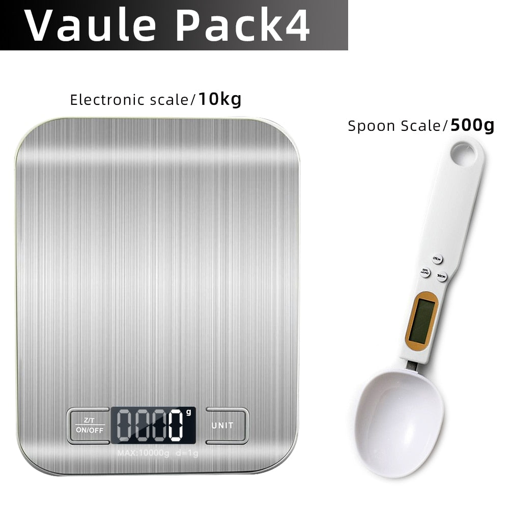 Kitchen Scale Digital Multi-function Stainless Steel Weighing Scale with LCD Display 5KG Electronic Scales Measuring